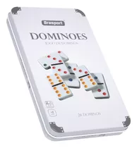 Domino Jogo Dominó Profissional Osso Colorido C/ Estojo Lata