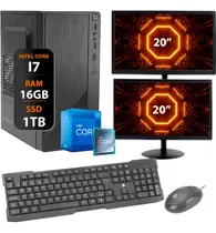 Computador Intel I7 4°ger. 16gb 10 Pro Ssd 1tb 2 Monitor 20 