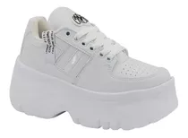 298-27 Tenis Sneakers Dama Mujer Blancos Plataforma 8 Cm