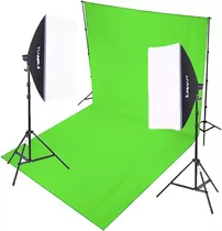 Kit Soporte Pantalla Verde Chroma Key 3x5m + 2 Softbox 50x70