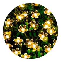 Guía De Luces Solares Flores Cerezos 5m 50 Led Jardín 