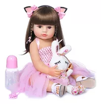 Boneca Reborn Eva Com Coelho De Pelucia Bebe Reborn Menina