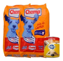 Champ Mix Carne Perro Adulto 22 Kg + 22 Kg Con Regalo