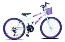 Bicicleta  De Passeio Infantil Forss Anny Aro 24 18v Freios V-brakes Câmbios Comum Cor Branco Com Descanso Lateral