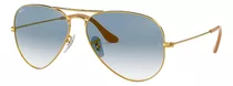 Anteojos De Sol Ray-ban Aviator Gradient Standard Con Marco De Metal Color Polished Gold, Lente Light Blue De Cristal Degradada, Varilla Polished Gold De Metal - Rb3025