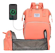 Mochila Maternal Bebe Bolso Cambiador Plegable Usb Cuna