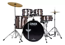 Bateria Nagano Onix Smart 22 Com Banco Pratos Completa Cor Deep Silver