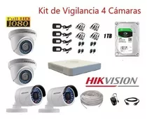 Kit De Vigilancia Hikvision 4 Cámaras Hd 1080p Analógico