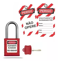 Kit Bloqueio Loto Cadeado Vermelho + Etiqueta Não Opere