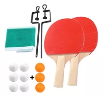 Raquete Ping Pong Tênis De Mesa Par + 9 Bolas + Rede