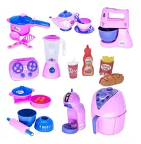 Kit Menina Brinquedo Cozinha Eletro Liquidificador Fogão 23p