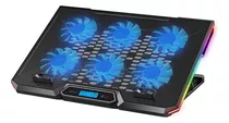 Base Ventilador Enfriador Notebook 6 Fans Lcd Rgb Hasta 17 