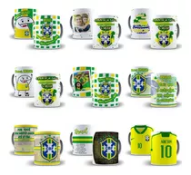 Arte Caneca Brasil 2022 Copa Do Mundo Catar Editável 