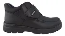 Botines Zapato Escolar Velcro Niños Yuyin 23302 Piel Negro