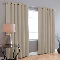 Cortinas Blackout Melocotton - Color Arena - 275cm De Ancho X 215cm De Alto En 2 Páneles - Aislamiento Térmico , Reduce El Ruido Exterior , Cortinas Opacas Con Ojales , Lavable En Casa