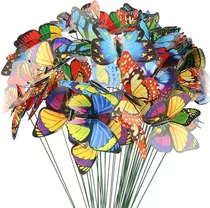 100pcs Estacas De Mariposas 3d Decorativas Jardín Aire Libre