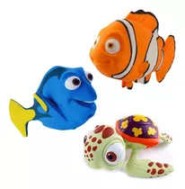 Kit Com 3 Boneco De Apertar Para Bebê Nemo Dory E Squirt