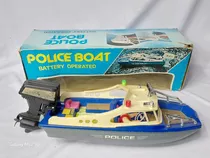 Lancha Police Boat Motor De Popa Brinquedo Antigo Raro 