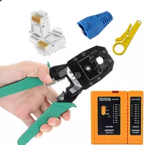 Kit Teste Cabo Rede + Alicate Crimpa Rj45 Rj11 Profissional