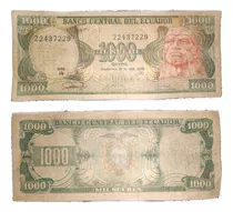 Billete 1000 Sucres Ecuador Antiguo Y Coleccionable