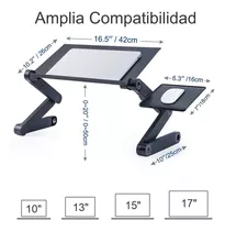 Mesa Ajustable Portátil Multiuso Laptop Table T8 Ventilación Color Negro