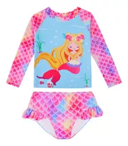 Traje De Baño De Sirena, Mangas Largas, Protección Solar