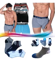 Combo 12 Boxer Zantino Hombres + 12 Pares De Medias Soquetes