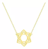 Collar Mujer Flor De Loto Yoga Joya Plata Enchapada Oro