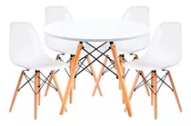 Juego De Comedor Eames Mesa Redonda 100cm + 4 Sillas 