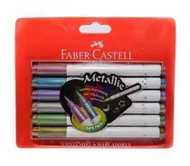 Set 6 Brush Marcadores Metalizado Punta Pincel Faber Castell