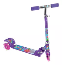 Patinete Infantil Flower Dobrável Ajustável 3 Rodas E Luz Cor Rosa