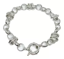 Pulsera Roló Arandelas Con Marinero 20 Cm Plata 925 