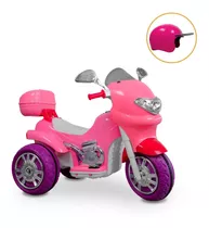 Mini Moto Elétrica Sprint Triciclo Menina C/ Capacete 12v Cor Rosa