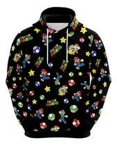 Moletom Blusa Personagens Jogo Nintendo Mario Games Ref0815