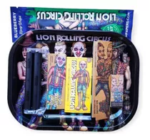 Kit Lion Rolling Circus Bandeja Celulosa Pipa / Kit Ocb Raw