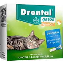 Drontal Gatos Spot On 0,7ml Vermífugo 2,5 - 5,0kg Bayer