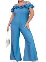 Jumpsuit Vestido Braga Enterizo Azul Dama Plus 1xl