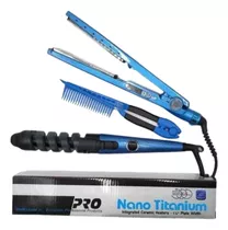 Kit Combo Plancha De Cabello Rizador Con Peine Nano Titanium