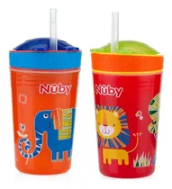 Vaso Con Sorbete Y Porta Cereales Con Tapa Nuby Color Azul