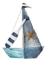 Miniatura Barco Navio Decoração De Madeira Náutica 14,5cm