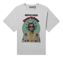 Remera Elton John 1976 Super Retro Vintage En Gris O Blanco