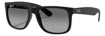 Anteojos De Sol Polarizados Ray-ban Justin Classic Rb4165l Standard Con Marco De Nailon Color Matte Black, Lente Grey De Policarbonato Degradada, Varilla Matte Black De Nailon - Rb4165