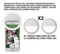 Mini Aro Luz Led Selfie Celular Flash Recargable Usb X2
