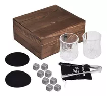 Juego De Piedras Para Whisky, Caja De Madera Regalo,2 Vasos