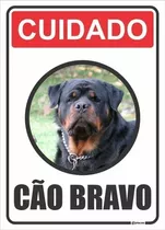 2 Placas Advertência Aviso Cuidado Cão Bravo 30x20 Rottweile
