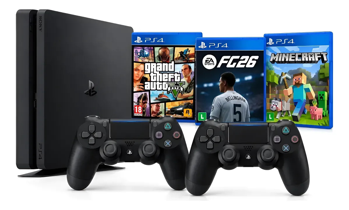 Playstation 4 500gb Sony Ps4 Jet Black (cuh 1001a B01) | Mercado Livre