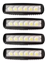 Kit 4 Faros Barra 6 Leds Luz Auxiliar Universal 12v 24v 