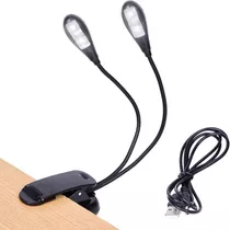 Luz Led Doble Recargable Usb Lampara Lectura Atril Partitura