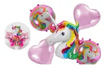 Set De Globos Unicornios 5 Piezas