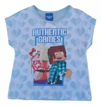 Camiseta Infantil Menina Authentic Games  Vídeo Game Origina